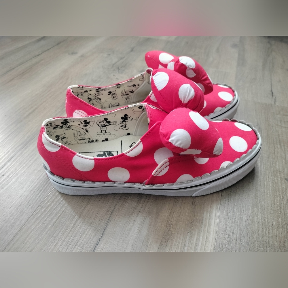 Vans X Disney Minnie Mouse White Polka Dot Slip-On Sneakers with Bow Woman's